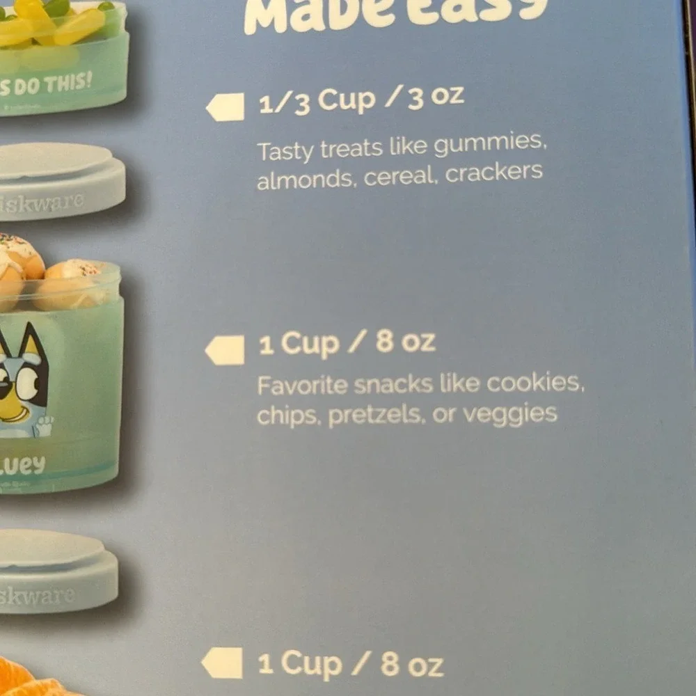 WHISKWARE-NIB. BLUEY Snack Stacks. 3Pk. BPA & Phthalate-free. Dishwasher Safe.